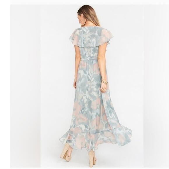 Preowned Show Me Your MuMu Jess floral ruffle midi wrap dress wedding  size 2X - Picture 2 of 9